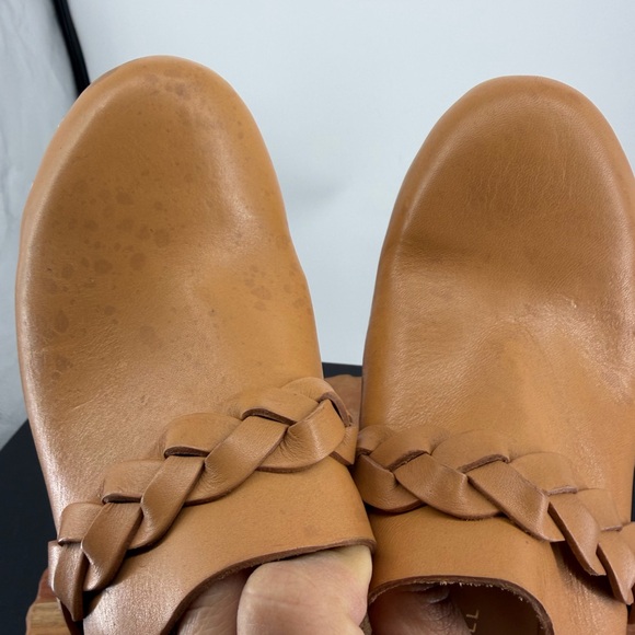 LOEFFLER RANDALL Lupa Wooden Mid Heel Italian Leather Clog Size 9 - Picture 8 of 9